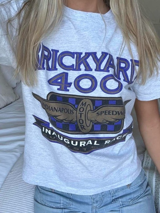 Tops - 90's Nascar baby tee boxy - Indy Brickyard 400